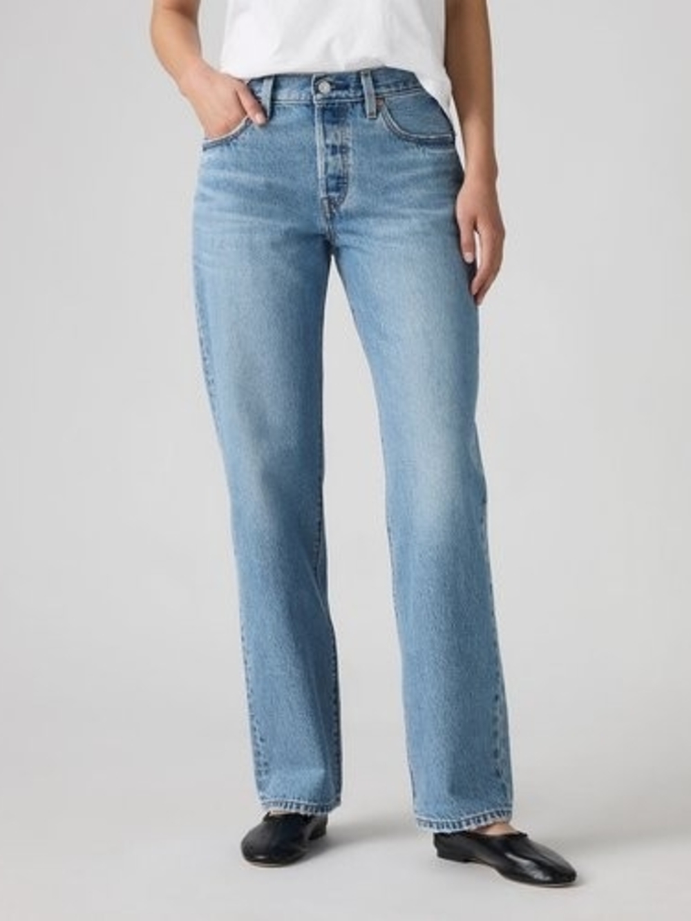 Levi's Low Pro Straight Leg High Rise Blue Jeans Waterless Sz 25